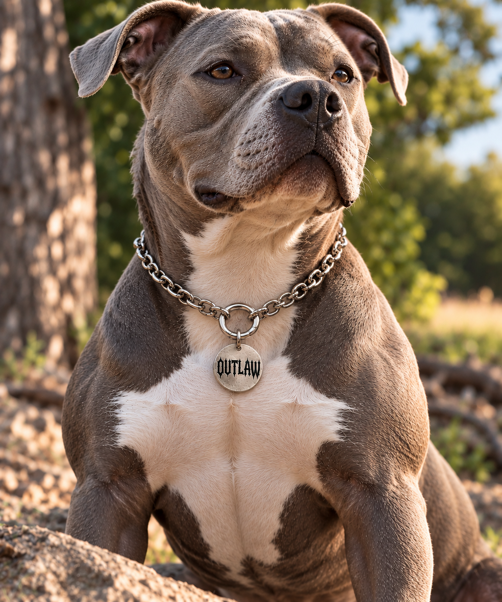 Hund trägt die OUTLAW-Hundekette