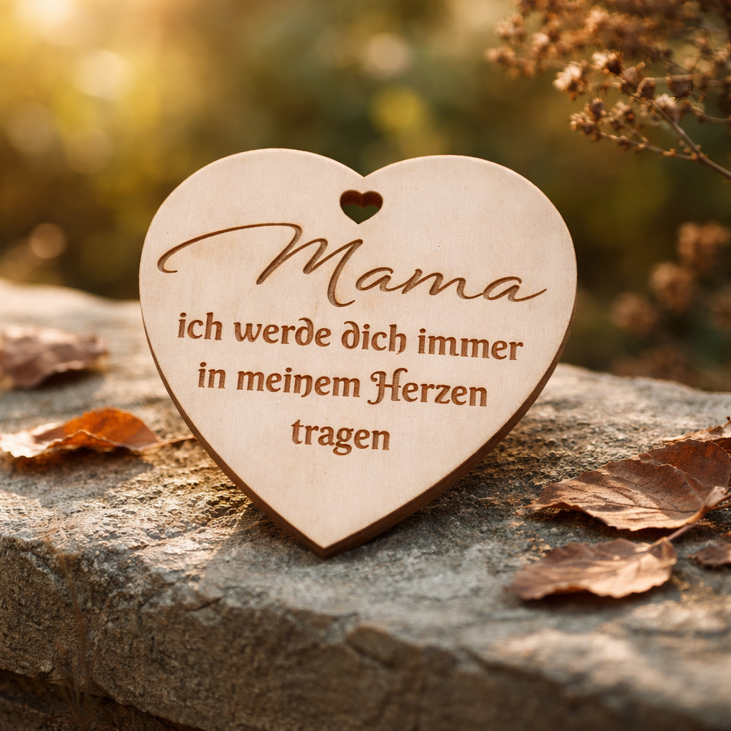 Holzherz Mama ich werde dich immer in meinem Herzen tragen