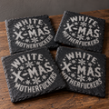 Schieferuntersetzer White X-Mas Motherfuckers – Biker-Weihnachtsdeko