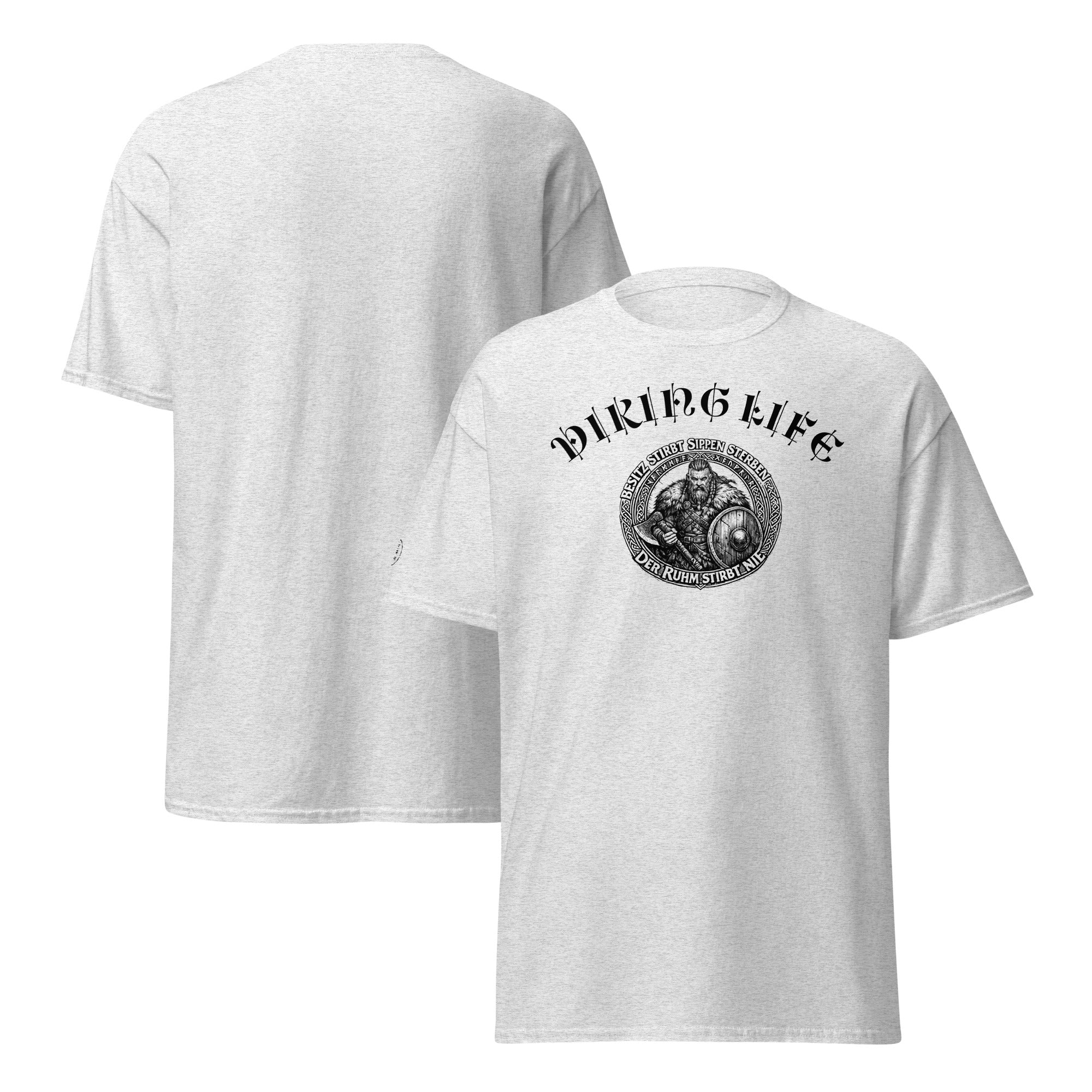 Unisex Viking Streetwear T-Shirt in Ash Grey – Vorder- und Rückansicht | Ketzer 666 Design